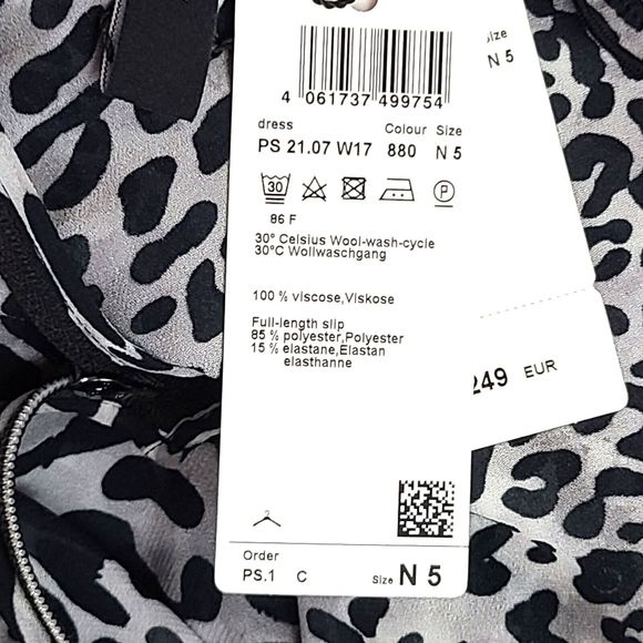 NWT Marc Cain Women's (12) Black & Gray Leopard Crepe Dress Slip Lining-$380 - Picture 15 of 15